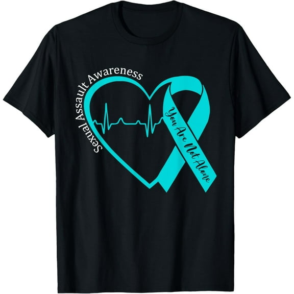 t-shirt Sexual Assault Awareness Month Heart Teal Ribbon Support T-Shirt mens t shirt,black,women,funny,misfits,men,journey