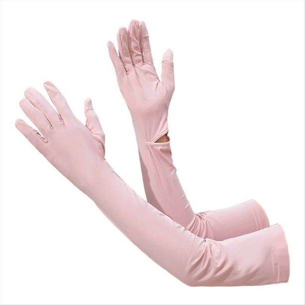 Guantes Largos de Protección Solar UV para Mujer, Brazo con Pantalla Táctil, Guantes para Conducir Al Sol, UPF 50+ para Deportes Al Aire Libre, Ciclismo, Rosa
