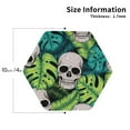 thumbnail image 3 of Disketp Skull And Palm Leaves Funny Coasters,6 Pcs Leather Coasters With Holder, Perfect Housewarming Hostess Gifts,Protect Furniture From Water Marks Scratch And Damage, 3 of 9