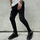 thumbnail image 1 of Pantalones vaqueros largos para hombre, vaqueros rotos, con cremallera, rectos, lavados, elásticos, tendencia para exteriores, pantalones vaqueros para hombre., 1 of 8