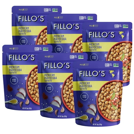 FILLO'S Mexican Mayocoba Beans Mild, 10 oz, 6 Count (Gluten-Free)