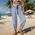 thumbnail image 2 of Levmjia Women's Striped Jogger Pants High Waisted Casual Loose Fit Elastic Waist Drawstring with Pockets Wide Leg Pants for Women, 2 of 9