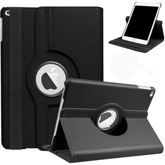 For iPad 10.2 Case,iPad 7th Generation Case, 360 Degrees Rotating Stand PU Leather Case for New iPad 10.2 7th Generation 2019 Auto Sleep/Wake Tablet - Black