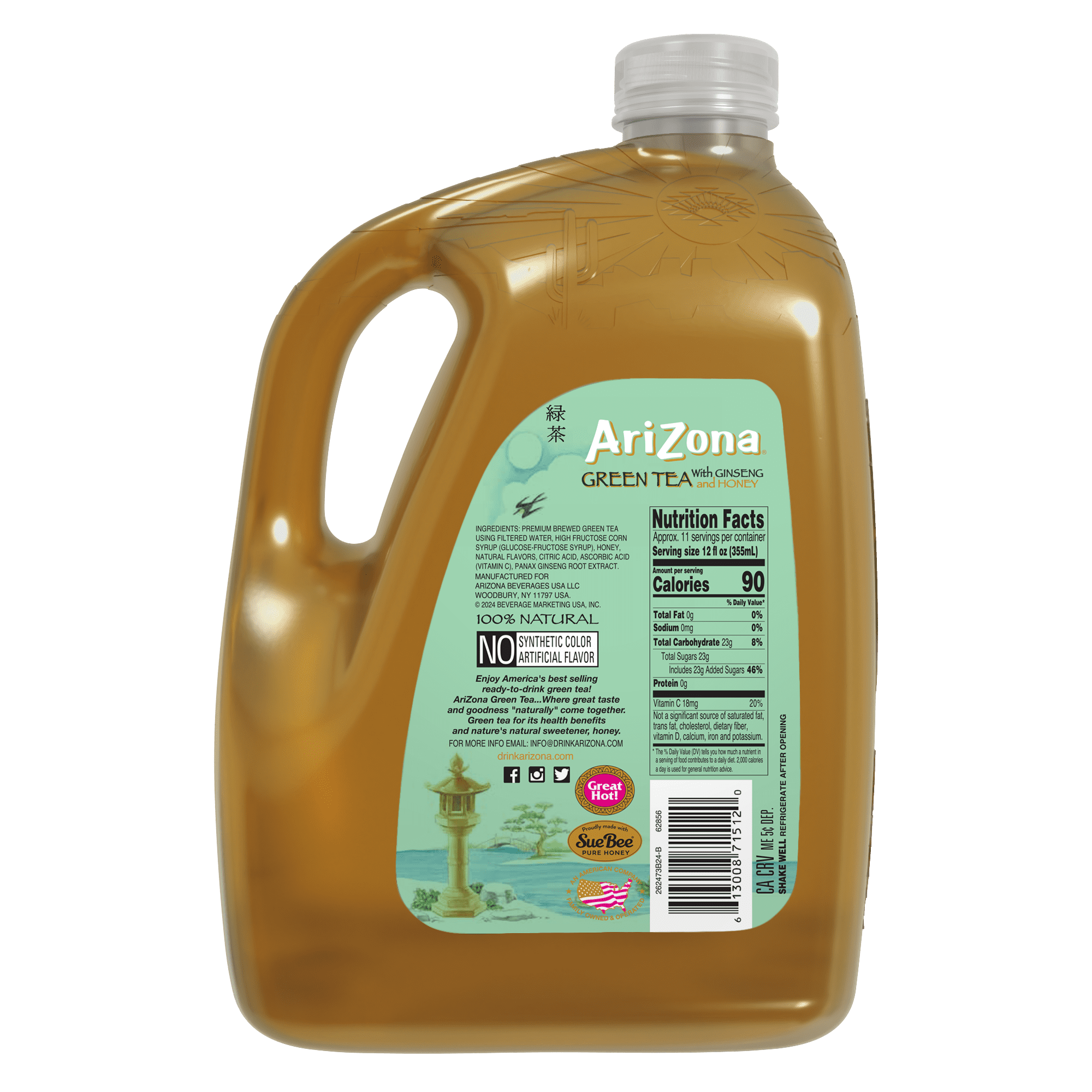 AriZona Green Tea with Ginseng and Honey - 128 fl oz Gallon