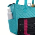 thumbnail image 6 of KIOTA Beauty Bag - Ideal for Bottles - Makeup Brush Storage Pocket and Outer Pockets - Quilted Finish Shoulder Bag Cosmetic Organizer - Aqua, 6 of 9
