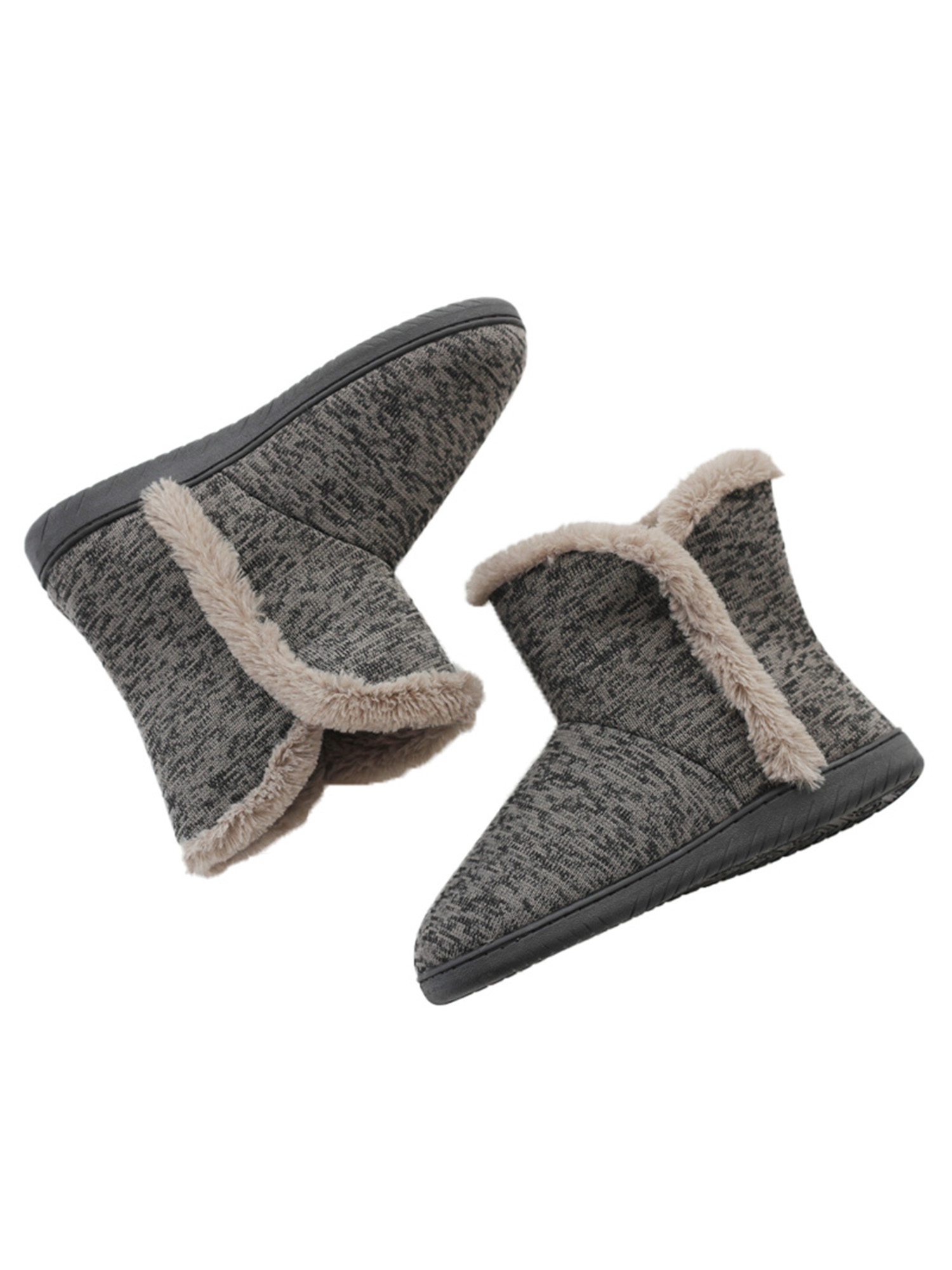 Mens House Shoes Bootie Slippers Winter Boots Plush Slip On Gray WAV4 - image 3 of 4
