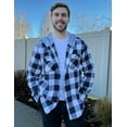 thumbnail image 3 of COOFANDY Men's Plaid Hooded Hipster Hoodies Long Sleeve Fleece Shirts Drawstring Jacket, 3 of 7