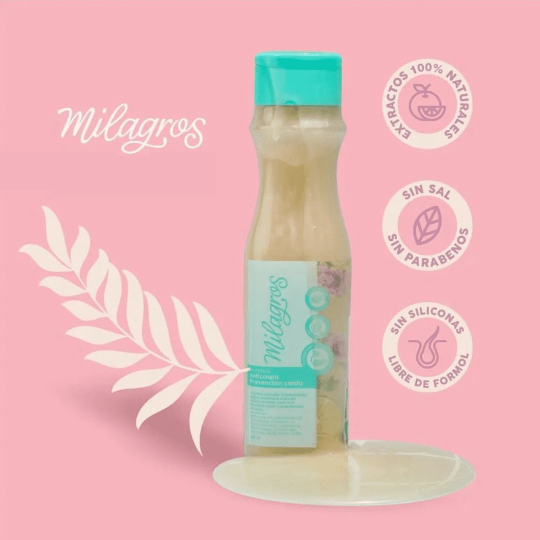 Milagros Shampoo anti dandruff & hair loss prevention Miracles Shampoo Anticaspa efecto duo, anti caspa y prevencion caida champu milagros