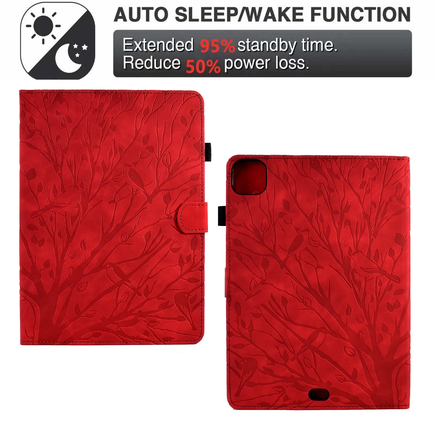 Decase Case for Apple iPad Pro 11-inch (M4) 2024 with Stand/Pencil Holder/Pockets,PU Leather Multi-Angle Viewing Stand Flip Case with Card Slot, Magnetic Clasp for iPad Pro 11-inch (M4) 2024,Red
