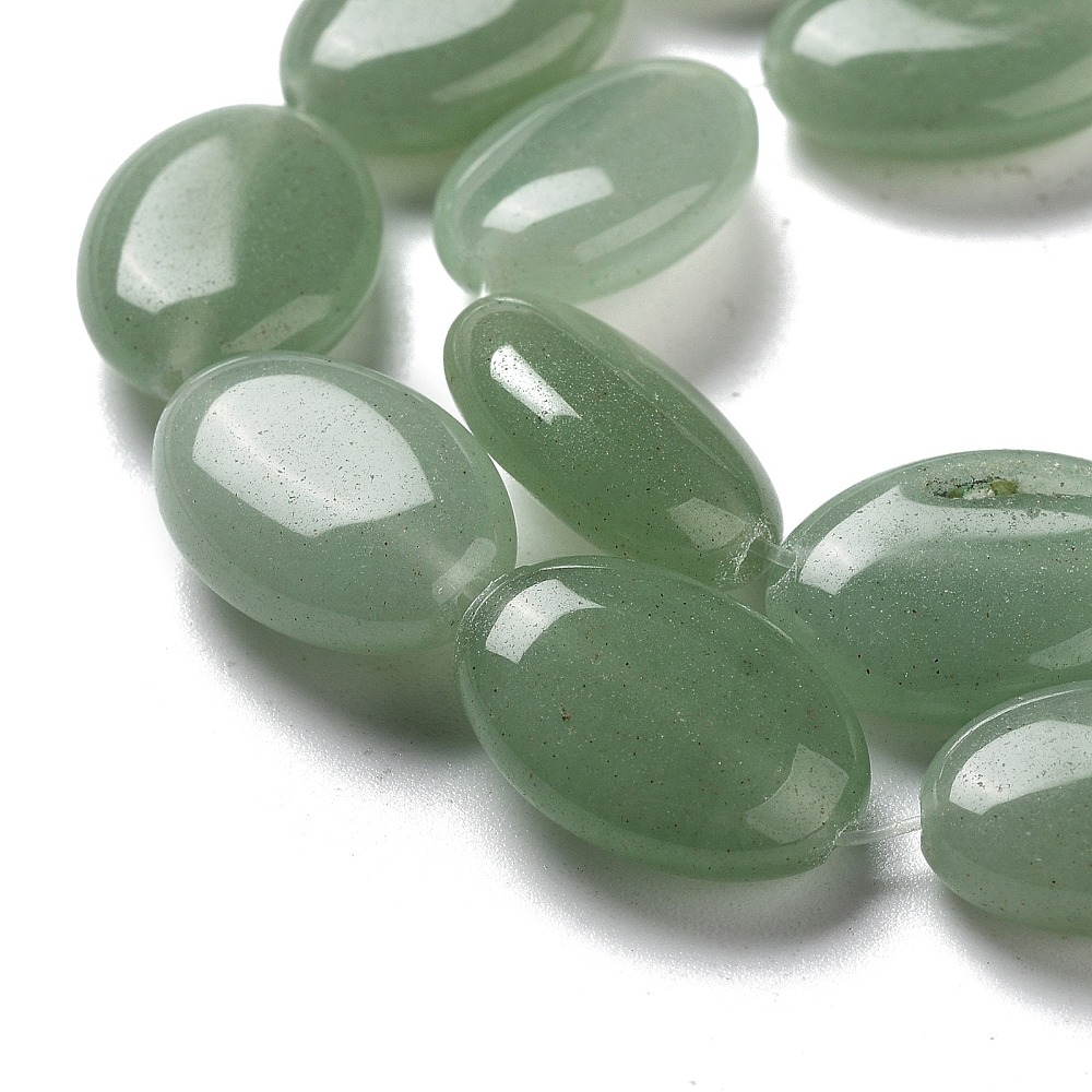 4strands Natural Green Aventurine Beads Strands Flat Oval 18~18.5x13~13.5x6~6.5mm Hole: 1.2mm about 11pcs/strand 7.76 inch(19.7cm) DIY