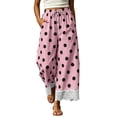 thumbnail image 2 of Ayolanni Pants for Women Polka Dots High Waist Lace Flowy Wide Leg Pants Travel Beach Drawstring Palazzo Pink Trousers with Pockets XXXL, 2 of 8