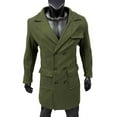 thumbnail image 5 of Mrmaere Men's Long Peacoat Double-Breasted Wide-Lapel Warm Stylish Outerwear for Daily & Formal Army Green L, 5 of 5