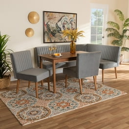 Baxton Studio Sanford Mid Century Modern Grey Fabric Upholstered and Walnut Brown Finished Wood 4 Piece Dining Nook Set Walmart