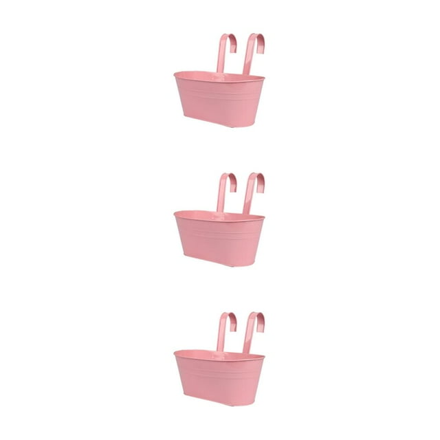 Transemion Iron Colorful And Practical Balcony Planters Railing Hanging For Stylish Garden Different Rainbow Pink 3Set