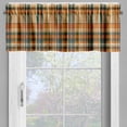 thumbnail image 4 of Ambesonne Botanical Valance & Curtain 3 Pcs Set, Rustic Plaid Meadow Bloom, 55"x30", Orange Tan Grey Teal, 4 of 7