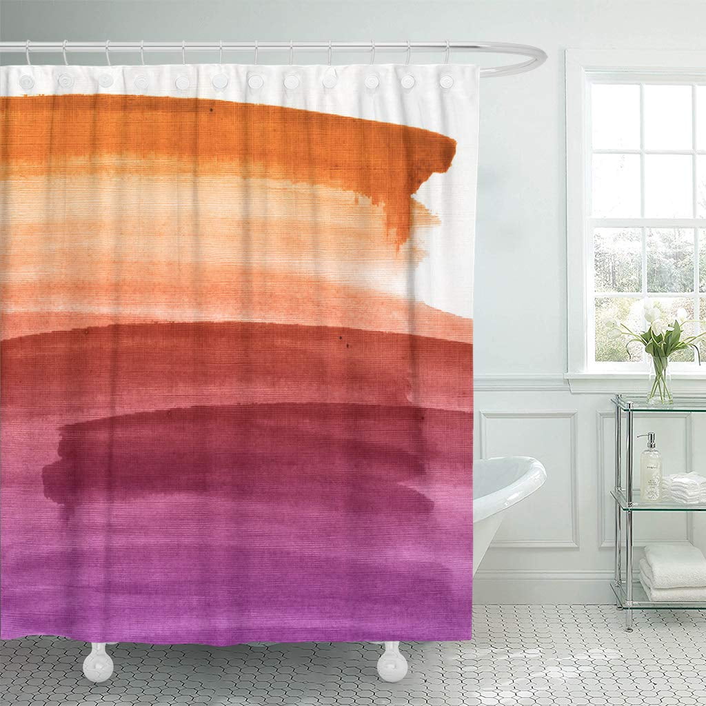KSADK Colorful Warm Abstract Watercolor Hand Brush Orange Artistic Bright Colors Shower Curtain