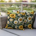 thumbnail image 4 of Sunflower Daisy Pillow Covers 2 Pack Country Retro White Yellow Flower Green Leaf Pillowcase Waterproof Outdoor Throw Pillow Cover for Patio Garden Square Cushion 20”x20”, 4 of 9