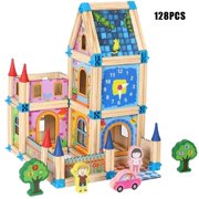 DIY Master of Architecture Wooden Castle Blocks Wooden Building Blocks Birthday Gift for Kids