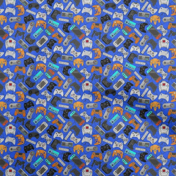 oneOone Polyester Spandex Blue Fabric Kids Game Diy Clothing Quilting Fabric Print Fabric By Yard 56 Inch Wide