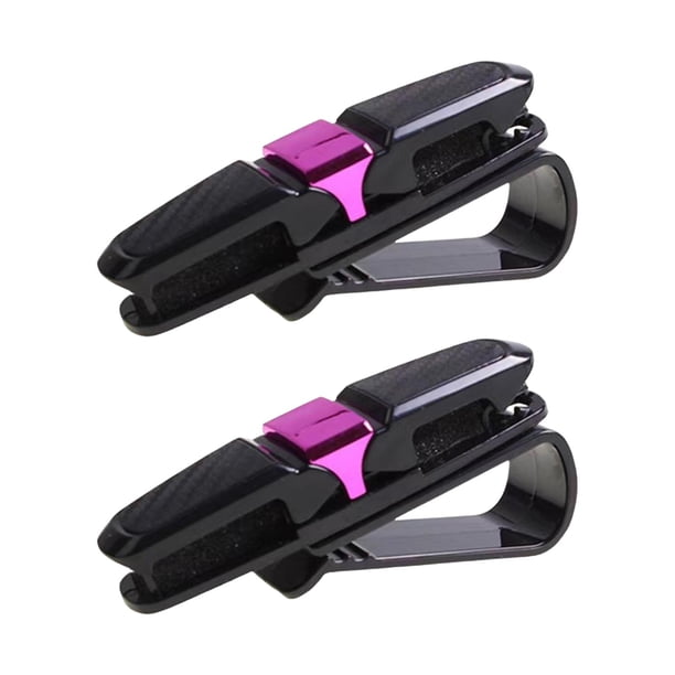 2 soportes genéricos para viseras de coche con clip giratorio de 180 degree. Púrpura