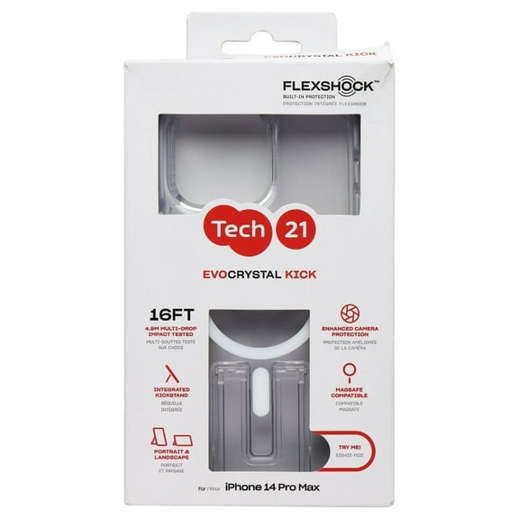 Tech21 Evo Crystal Kick Series Case for MagSafe for iPhone 14 Pro Max - White
