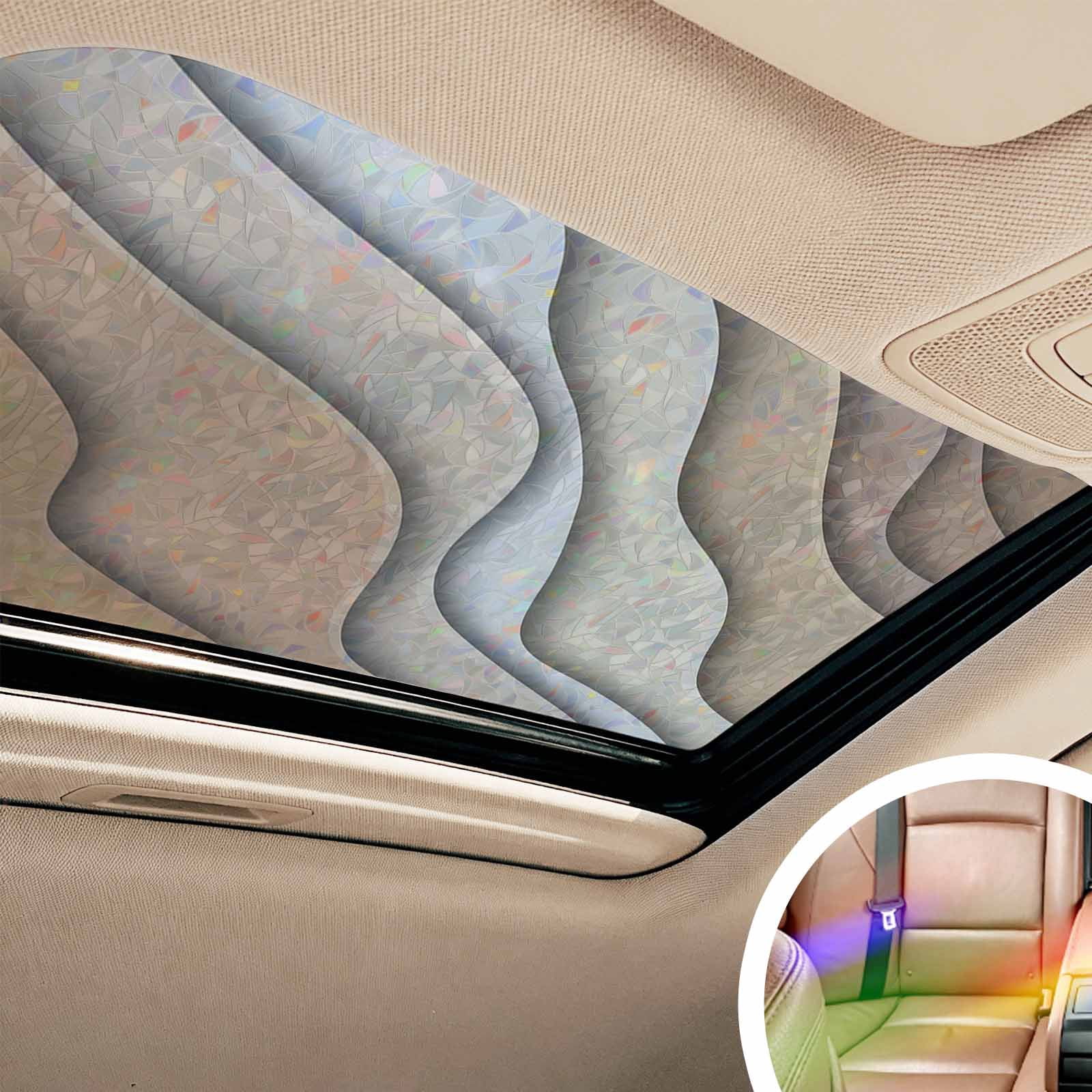 Brown Ombre Window Privacy Film Stain Glass,Reusable Decorative Rainbow Window Film,Modern Geometric Abstract Aesthetic Cream Static Cling Sun Blocking Stickers Decals Covers 17.7" x 39.3" (2pcs)
