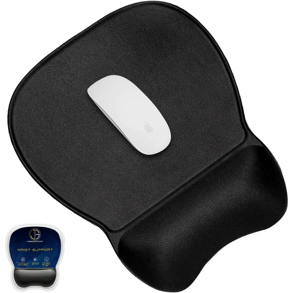 Ergonomic Mouse Pad with Wrist Rest Support, Black | Eliminates All Pains, Carpal Tunnel & Any Other Wrist Discomfort! Non-Slip Base, Stitched Edges