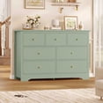 thumbnail image 3 of Homfa 7 Drawer Double Dresser, 47.2"W Contemporary Wood Chest of Drawer Storage Cabinet for Bedroom Living Room, Green, 3 of 7