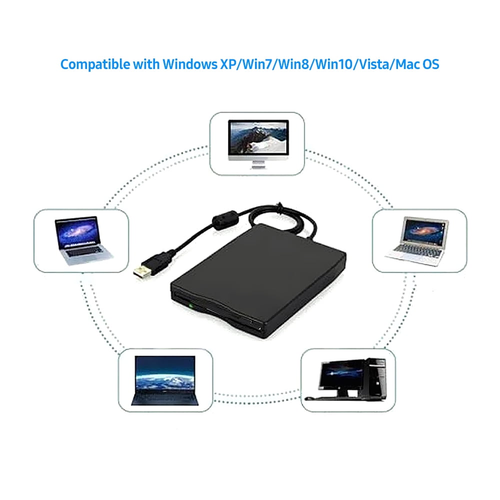 USB 3.5" External Slim 1.44MB Floppy Disk Drive Black