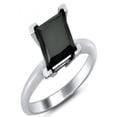 thumbnail image 1 of 1 Carat Solitaire Princess cut Black Diamond Engagement Ring for Women in White Gold, Limited Time Sale Under 300, 1 of 2