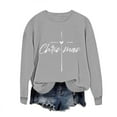 thumbnail image 2 of SYMOID Religious Womens Gray Christmas Cross Heart Graphic Sweatshirt - 100% Polyester Loose Fit Round Neck Long Sleeve Festive Casual Pullover,Size L, 2 of 5