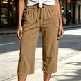 thumbnail image 2 of Tsesme Corduroy Capris for Women Drawstring Elastic Waist Cropped Trousers with Pockets Fall Loose Fits Comfy Bottom Daily Wear, 2 of 8