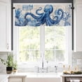 thumbnail image 5 of Marine Animal Valances for Windows Octopus Coral Shell Linen Texture Rod Pocket Curtain Valance Window Treatment Short Curtains for Kitchen Living Room, 58"x16", 5 of 5