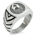thumbnail image 1 of Stainless Steel Rokkaku Samurai Crest Chevron Pattern Biker Style Polished Ring, 1 of 1