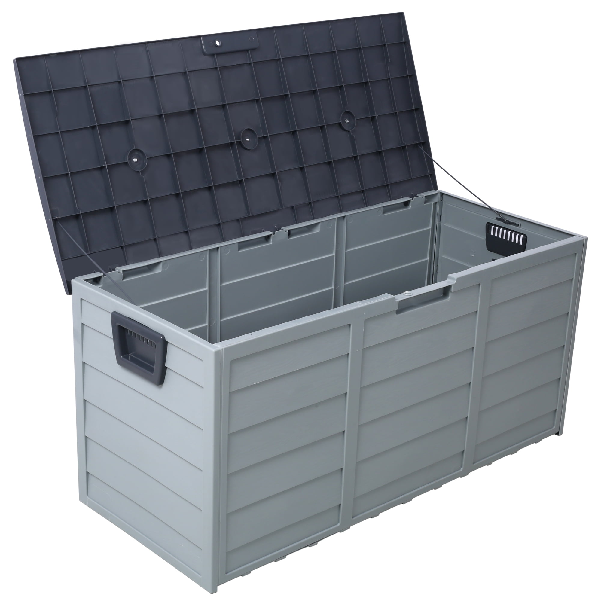 UV Pool Deck Box Storage Shed Bin Backyard Patio Outdoor Wheel,75 Gallon Resin Deck Box-Organization and Storage for Patio Furniture