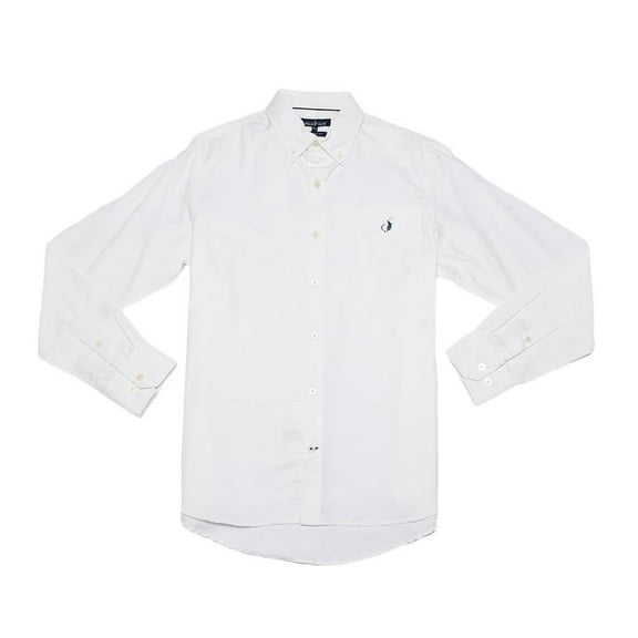 Camisa Polo Club Talla M Lisa con Bordado en Bolsillo Blanco
