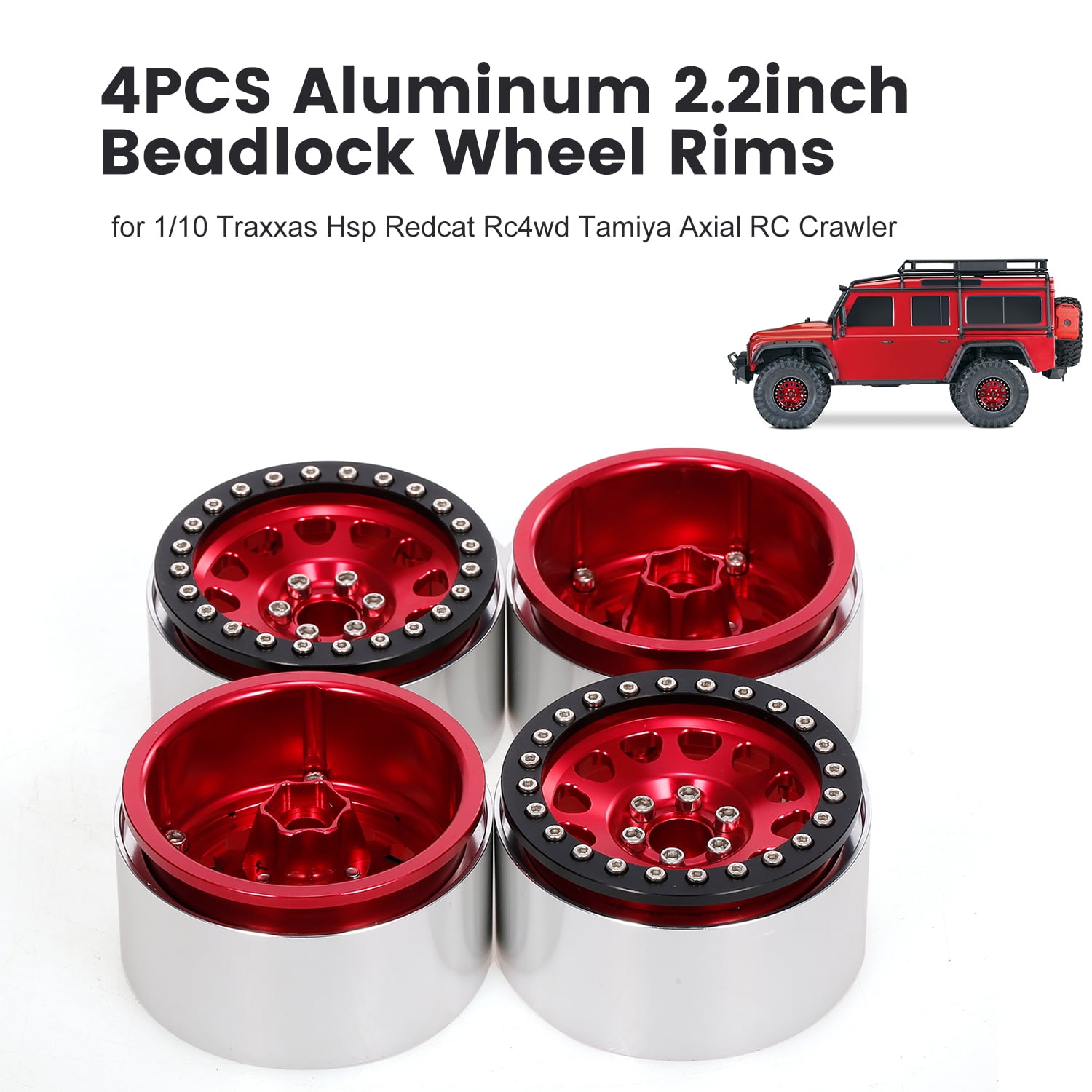 4Pcs 2.2inch RC Crawler Beadlock Wheels For 1/10 RC Rock Axial SCX10 TRAXXAS HSP 