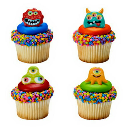 12 Eyeball Monsters Halloween Cupcake Cake Rings Birthday Party Favors Toppers