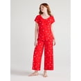 thumbnail image 3 of Joyspun Women’s Short Sleeve Scoop Neck Top and Cropped Pants Knit Pajama Set, 2-Piece, Sizes S to 3X, 3 of 6