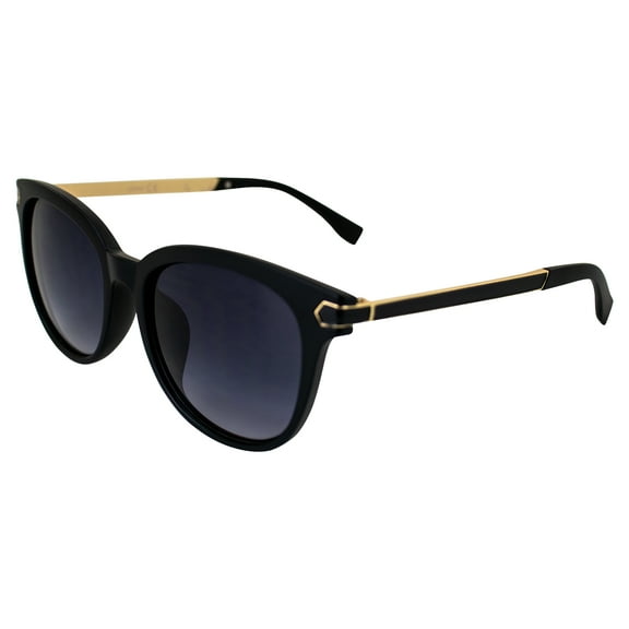 AlterImage Allure Fashion Retro Sunglasses for Women Black Frame w/ Dual-Color Metal Temples & Gradient Smoke Lenses