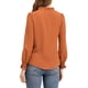 thumbnail image 3 of Blusa de manga larga con cuello en V y dobladillo redondo INSPIRE CHIC para mujer, color naranja, 3 of 6