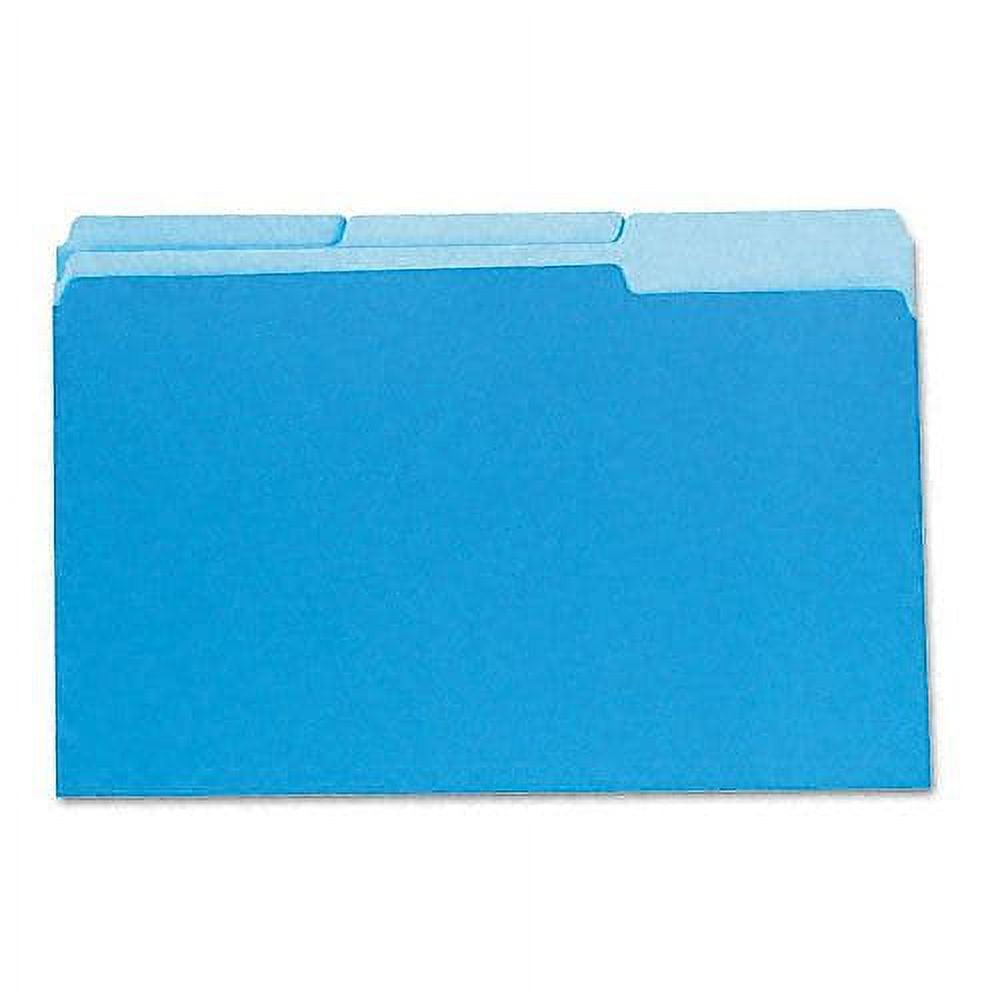Pendaflex 153 1/3 BLU 1/3-Cut Tabs Assorted Legal Size Colored File Folders - Blue/Light Blue (100/Box)