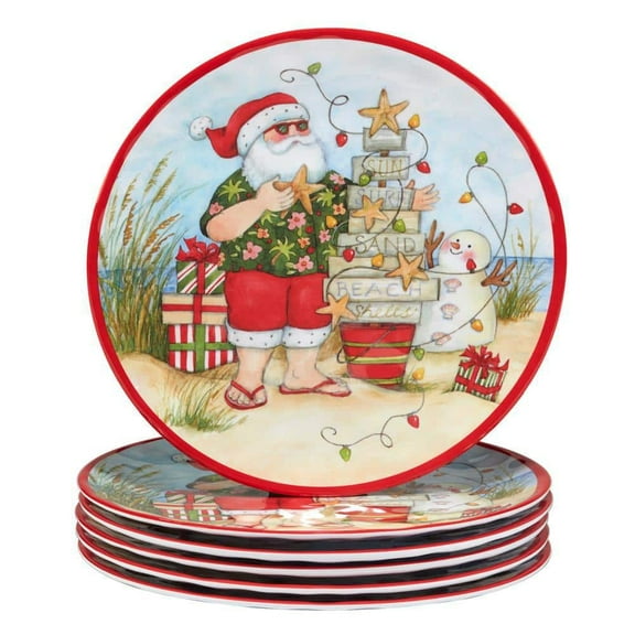 Santa's Wish Assorted Colors Dinner Plate (Set of 6)