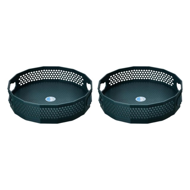 Becaristey Convenient Anti-Skid Turntable Spice Rack Bathroom Storage Tray Organizer Container Green L 2Set