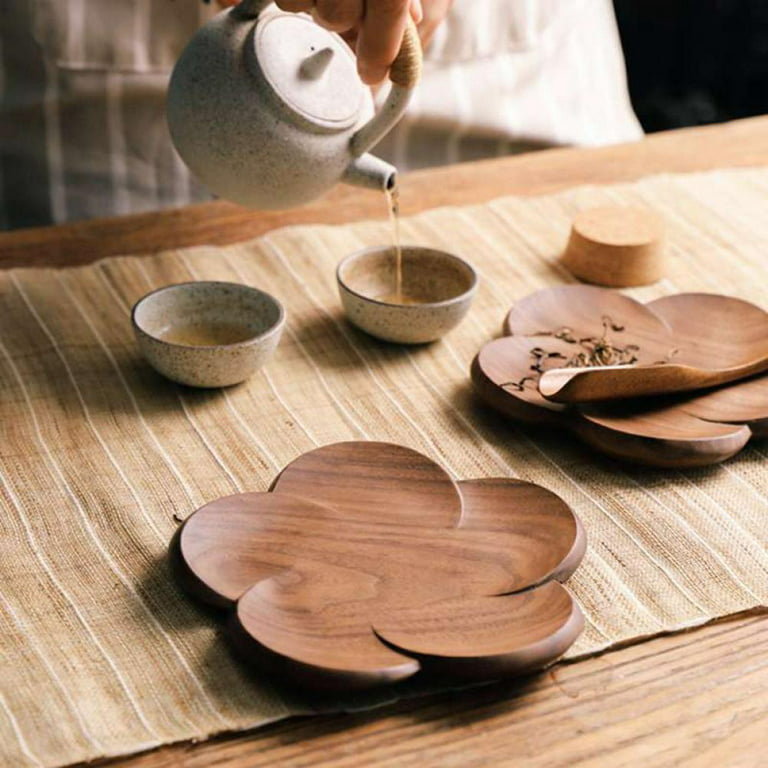 Solid Wood Coasters Placemat Round Heat Resistant Drink Tea Cup Coffee Mat  Pad
