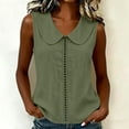 thumbnail image 2 of VBVC Women's Peter Pan Collar Sleeveless Tank Top, Ladies' Lightweight Eyelet Lace Trim Blouse, Casual Solid Color Summer Shirt For Women,Army Green,S-2XL, 2 of 8