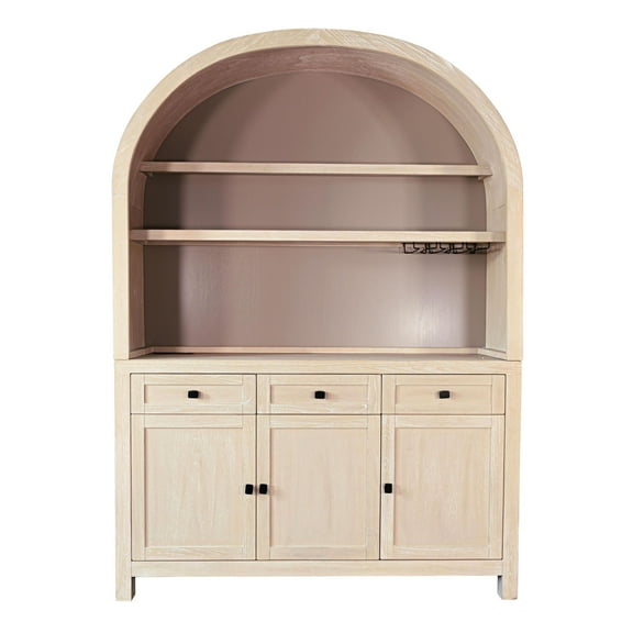 Sunny Designs Arched Wood Bar Hutch with Glass Storage
