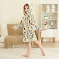 thumbnail image 4 of FORMRS Niños Bathrobe Unisex Hooded Robe Soft Plush Pajamas Sleepwear, Size 2-3T, Beige Floral, 4 of 7