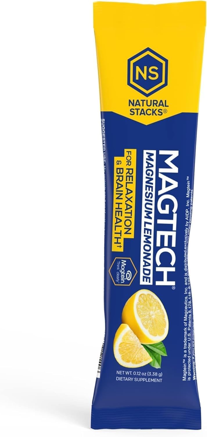 Natural Stacks MagTech, Magnesium Drink Mix, Lemonade, 20 Stick Packs, 0.11 oz (3.23 g) Each