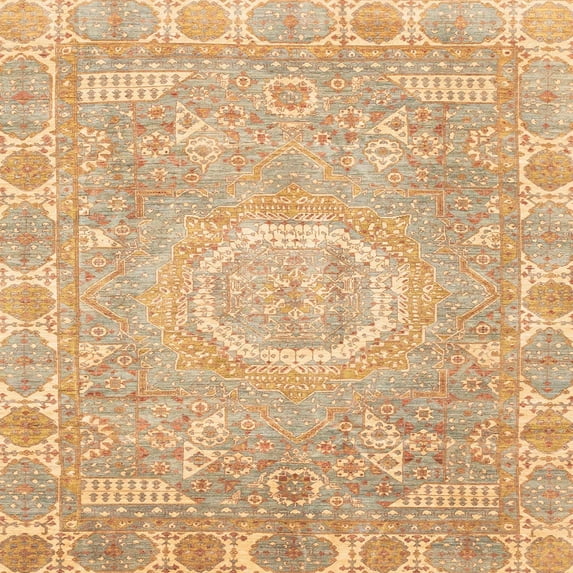 Ahgly Company Machine Washable Indoor Square Abstract Orange Area Rugs, 5' Square